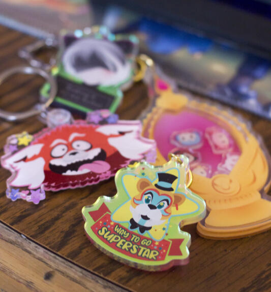 FNAF, Turning Red, Nier Automata & Madoka acrylic charms